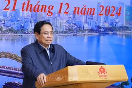 El primer ministro de Vietnam, Pham Minh Chinh, interviene en la cita (Foto: VNA)