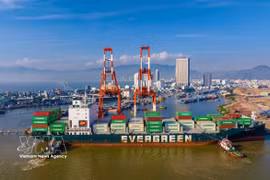 El puerto de Quy Nhon es la principal puerta de entrada para la importación y exportación de productos de la Altiplanicie Occidental, y el punto de partida del sistema logístico de la provincia de Gia Lai. (Foto: VNA)