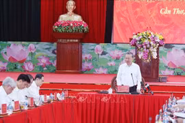 El secretario general del Partido Comunista de Vietnam, To Lam, interviene en la cita (Foto: VNA)