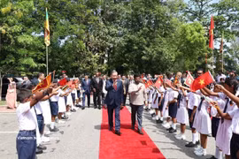 El secretario general del Partido Comunista y presidente de Vietnam, To Lam, y el presidente de Sri Lanka, Anura Kumara Dissanayake, rinden homenaje al presidente Ho Chi Minh en la Biblioteca Pública de Colombo. (Foto: VNA)