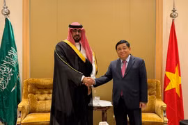 El viceprimer ministro de Vietnam, Nguyen Chi Dung, se reúne con el ministro saudí de Economía y Planificación, Faisal bin Fadhil Al-Ibrahim (Foto: VNA)