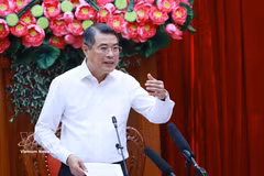 El primer ministro de Vietnam, Le Minh Hung, habla en la cita (Fuente: VNA)