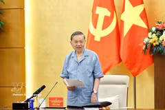 El secretario general del Partido Comunista de Vietnam (PCV) y presidente del país, To Lam, habla en la cita (Fuente: VNA)