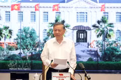 El secretario general del Partido Comunista de Vietnam y presidente del país, To Lam, habla en la cita (Fuente: VNA)