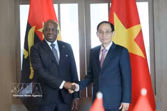 El ministro de Relaciones Exteriores de Vietnam, Le Hoai Trung y su par de Angola, Téte António (Fuente: VNA)