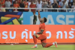 El delantero Nguyen Xuan Son celebra el gol. (Fuente: VNA)