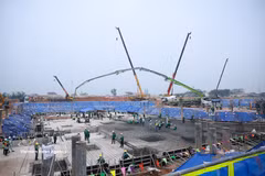 Obra de construcción del proyecto del Aeropuerto Internacional de Gia Binh. Foto: VNA