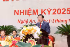 El miembro del Buró Político, secretario del Comité Central del PCV y jefe de su Comisión de Asuntos Internos, Phan Dinh Trac, habla en el evento (Fuente: VNA)