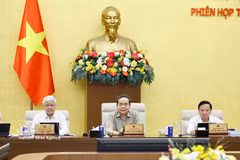 El presidente de la Asamblea Nacional, Tran Thanh Man (centro), habla en la cita (Fuente: VNA)