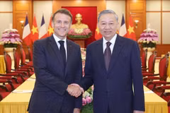 El secretario general del PCV, To Lam (derecha) y el presidente francés, Emmanuel Macron (Fuente: VNA)