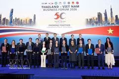 El líder vietnamita To Lam y el primer ministro tailandés Anutin Charnvirakul presenciaron la firma de acuerdos de cooperación entre empresas de ambos países en el Foro Económico Tailandia-Vietnam (Bangkok, 28 de mayo de 2026). Foto: VNA