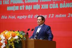 El primer ministro Pham Minh Chinh habla en la cita (Fuente: VNA)