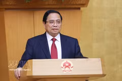 El primer ministro, Pham Minh Chinh, habla en la cita (Fuente: VNA)