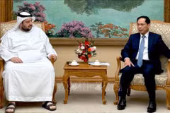 El vicepremier de Vietnam Bui Thanh Son (derecha) y el ministro de Inversiones de los EAU, Mohamed Alsuwaidi (Fuente: VNA)