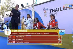 La nadadora Vi Thi Hang ofrece una actuación impresionante y rompe el récord de los Juegos en los 50 m espalda femenino (S6-S7) en los 13º Juegos Paralímpicos de la ASEAN (Foto: VNA)