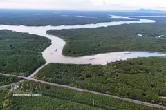 La línea de metro Ben Thanh-Can Gio discurrirá en paralelo a la carretera Rung Sac, contribuyendo a la transformación ecológica de la zona de Can Gio. (Foto: VNA)