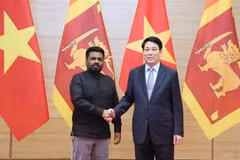 El presidente Luong Cuong (derecha) y su homólogo de Sri Lanka, Anura Kumara Dissanayak (Fuente: VNA)