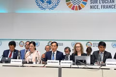 El viceprimer ministro y canciller de Vietnam, Bui Thanh Son, junto con la ministra de Protección Ambiental y Transición Verde de Croacia, Marija Vučković, copresiden la sesión (Fuente: VNA)