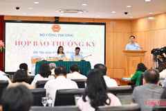 El subdirector del Departamento de Desarrollo de Mercados Extranjeros y Comercio Multilateral, Ngo Chung Khanh, habla en la cita (Fuente: Ministerio de Industria y Comercio de Vietnam)