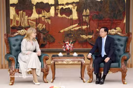 El viceprimer ministro vietnamita Ho Quoc Dung recibe a la comisaria europea de Empresas Emergentes, Investigación e Innovación, Ekaterina Zaharieva. (Fuente: VNA)