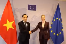 El ministro de Relaciones Exteriores de Vietnam, Le Hoai Trung, y la alta representante de la UE para Asuntos Exteriores y Política de Seguridad y vicepresidenta de la Comisión Europea, Kaja Kallas (Fuente: Cancillería vietnamita)
