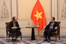 El ministro de Relaciones Exteriores Le Hoai Trung y Benjamin Pestieau, subsecretario general del PTB (Fuente: VNA)