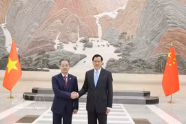 El presidente del Tribunal Popular Supremo de Vietnam, Nguyen Van Quang, (izquierda) y Chen Wenqing, miembro del Buró Político y secretario de la Comisión Central de Asuntos Políticos y Jurídicos de China (Fuente: VNA)