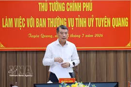 El primer ministro de Vietnam, Le Minh Hung, habla en la cita (Fuente: VNA)
