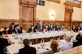 La delegación vietnamita se reúne con funcionarios de la ciudad de Kaposvár. (Foto: VNA)
