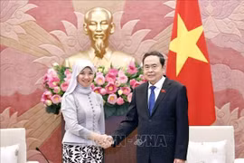 El presidente de la Asamblea Nacional (Parlamento) de Vietnam, Tran Thanh Man, recibe a la secretaria general de la Asamblea Interparlamentaria de la ASEAN (AIPA), Siti Rozaimeriyanty Dato Haji Abdul Rahman (Fuente: VNA)