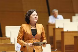 La gobernadora del Banco Estatal de Vietnam, Nguyen Thi Hong, habla en la cita (Fuente: VNA)