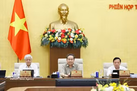 El presidente de la Asamblea Nacional, Tran Thanh Man (centro), habla en la cita (Fuente: VNA)