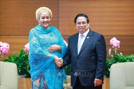 El primer ministro de Vietnam, Pham Minh Chinh, y Amina Mohammed, vicesecretaria general de la ONU (Fuente: VNA)