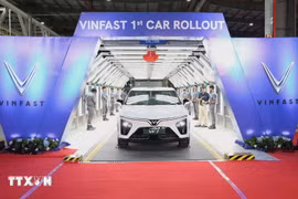 Vehículos eléctricos producidos en la planta de VinFast en India. (Foto: VNA)
