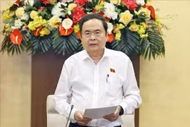 El presidente de la Asamblea Nacional de Vietnam (Parlamento), Tran Thanh Man, habla en la reunión (Fuente: VNA)