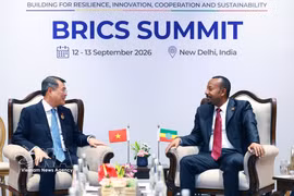 El primer ministro de Vietnam, Le Minh Hung, se reúne con su homólogo etíope, Abiy Ahmed Ali (Fuente: VNA)