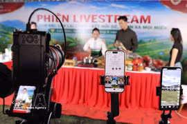 Se realizó una transmisión en vivo para promocionar los productos agrícolas únicos de la provincia de Lai Chau (Foto: VNA)