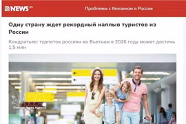 Según "news.ru", el número de turistas rusos que visiten Vietnam en 2026 podría alcanzar un récord histórico de 1,5 millones. (Foto: VNA)