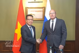 El viceprimer ministro ruso Dmitry Chernyshenko y el embajador de Vietnam en Rusia, Dang Minh Khoi (Fuente: VNA)