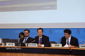 El embajador y jefe de la misión vietnamita, Mai Phan Dung, habla en la cita (Fuente: VNA)