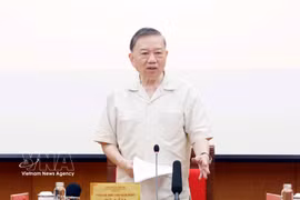 El secretario general del Partido y presidente de la República, To Lam, habla en la cita. (Fuente: VNA)