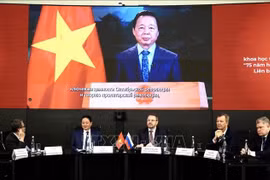 El viceprimer ministro vietnamita Tran Hong Ha en su mensaje en video enviado al Foro (Fuente: VNA)