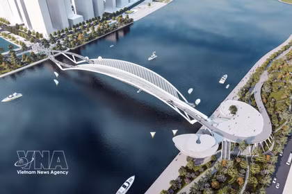 Ciudad Ho Chi Minh inicia las obras de un puente peatonal sobre el río Saigón, con una inversión de unos 138 millones de dólares.. (Fuente: VNA)