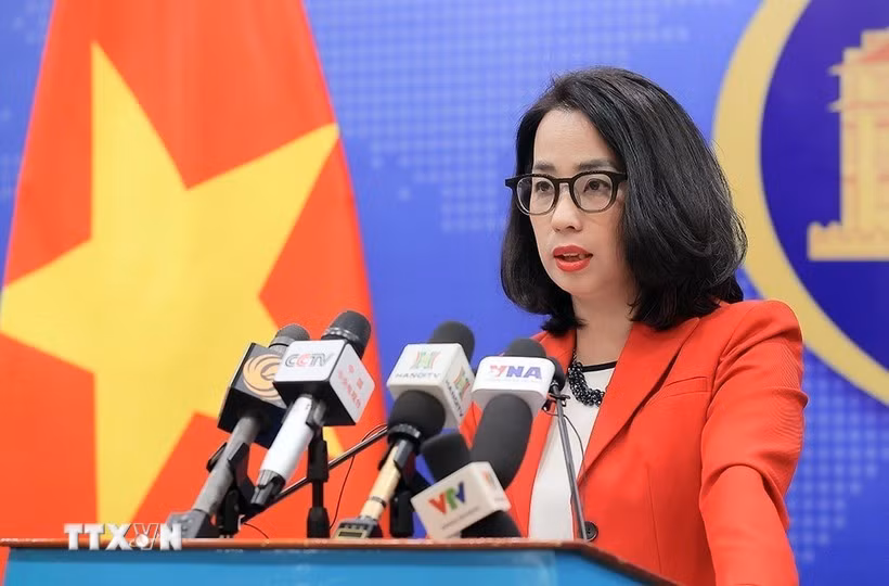 La portavoz del Ministerio de Relaciones Exteriores, Pham Thu Hang (Fuente: VNA)