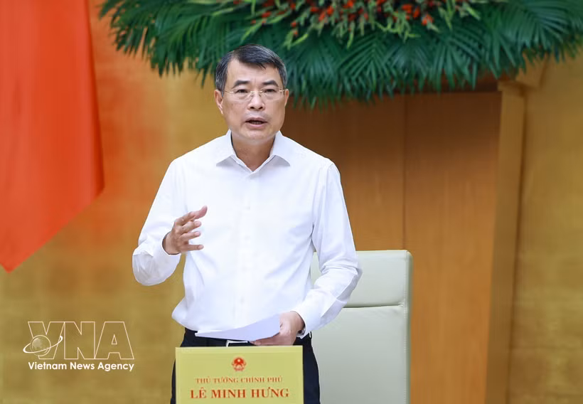 El primer ministro Le Minh Hung habla en la cita (Fuente: VNA)