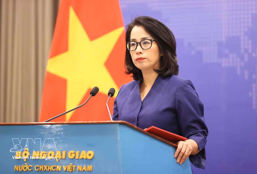 La portavoz del Ministerio de Relaciones Exteriores, Pham Thu Hang (Fuente: VNA)