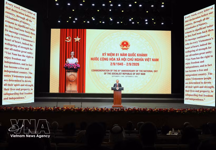 El secretario general del Partido Comunista de Vietnam (PCV) y presidente del país, To Lam, habla en el evento (Fuente: VNA)