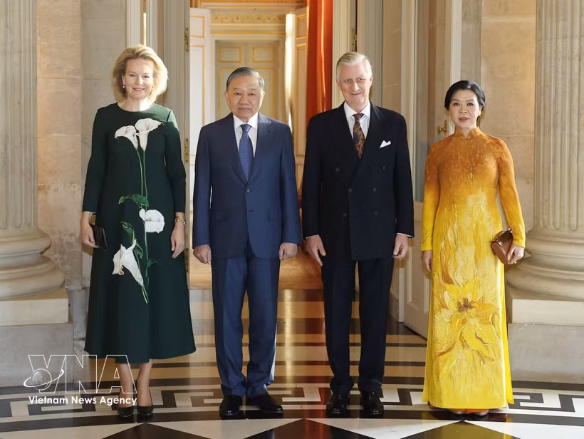 El secretario general del Partido Comunista de Vietnam y presidente de la República, To Lam, y su esposa se reunieron con el rey Felipe y la reina Matilde (Fuente: VNA)