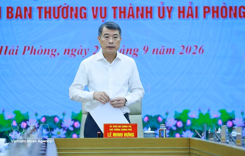 El primer ministro Le Minh Hung pide a Hai Phong fortalecer los nuevos motores de desarrollo (Fuente: VNA)
