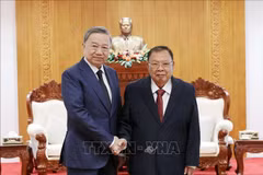 El presidente To Lam y el exsecretario general del PPRL y expresidente de Laos, Laos Bounnhang Vorachith. (Foto: VNA)